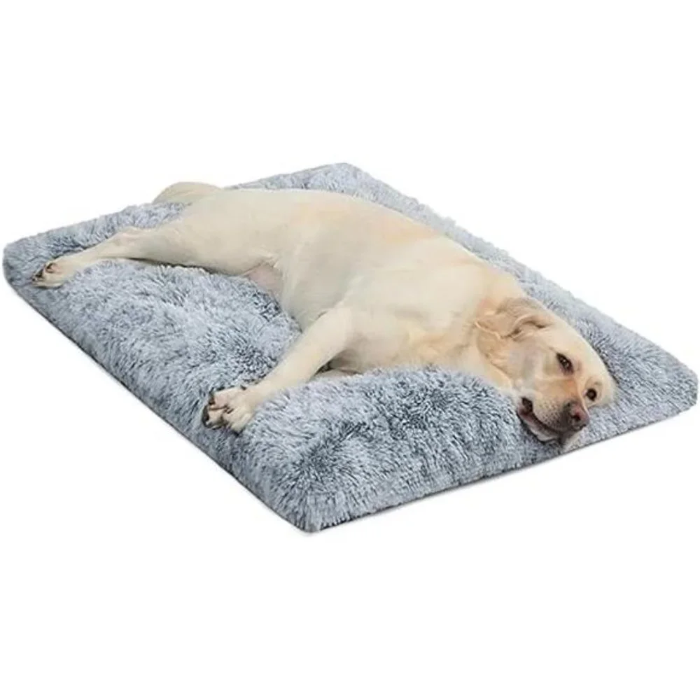 Large Dog Bed Crate PadMat for Medium Dogs&Cats,Fulffy Faux Fur Kennel Pad Comfy